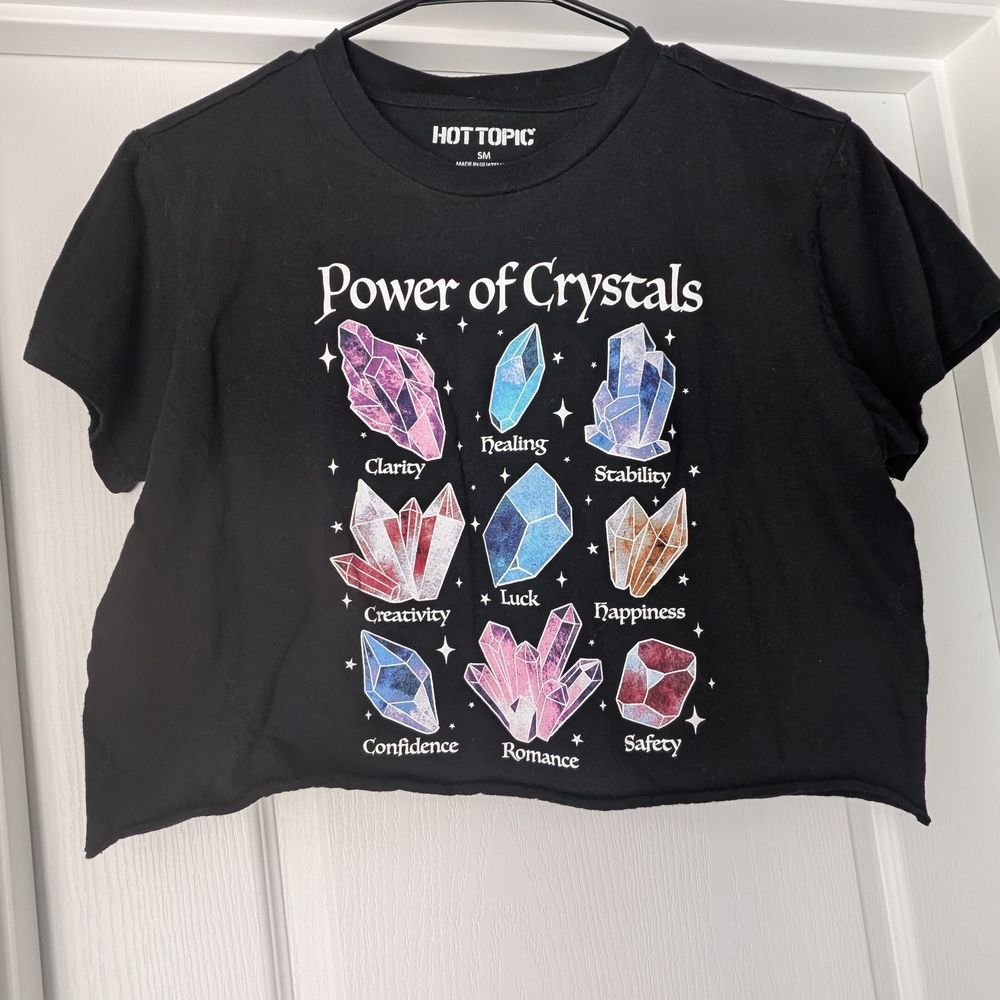 Hot Topic Crystal Graphic Crop Top Size Small